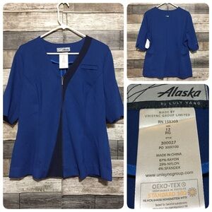 Alaska Airlines Luly Yang Zip Blazer Women’s 12 Blue Ponte Stretch